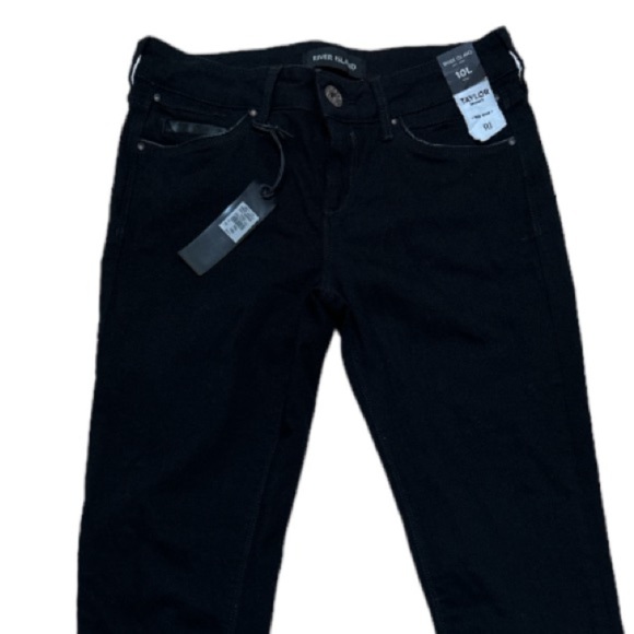 River Island Black Taylor Skinny Jeans/ Pants Faux Leather Trim NWT Size UK 10L - Picture 7 of 12